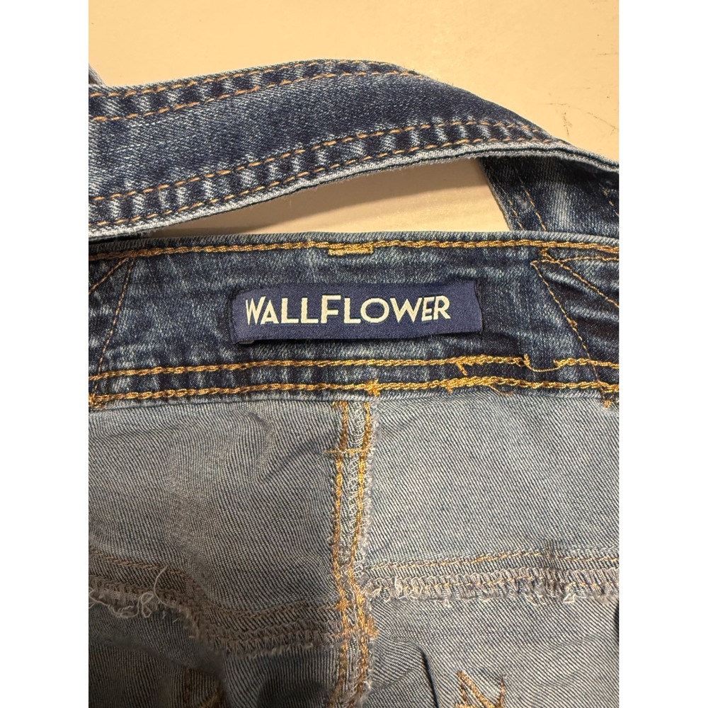 WallFlower Womens Denim Overalls Medium Wash Slim Leg Stretch WFN12798M L - Picture 4 of 7